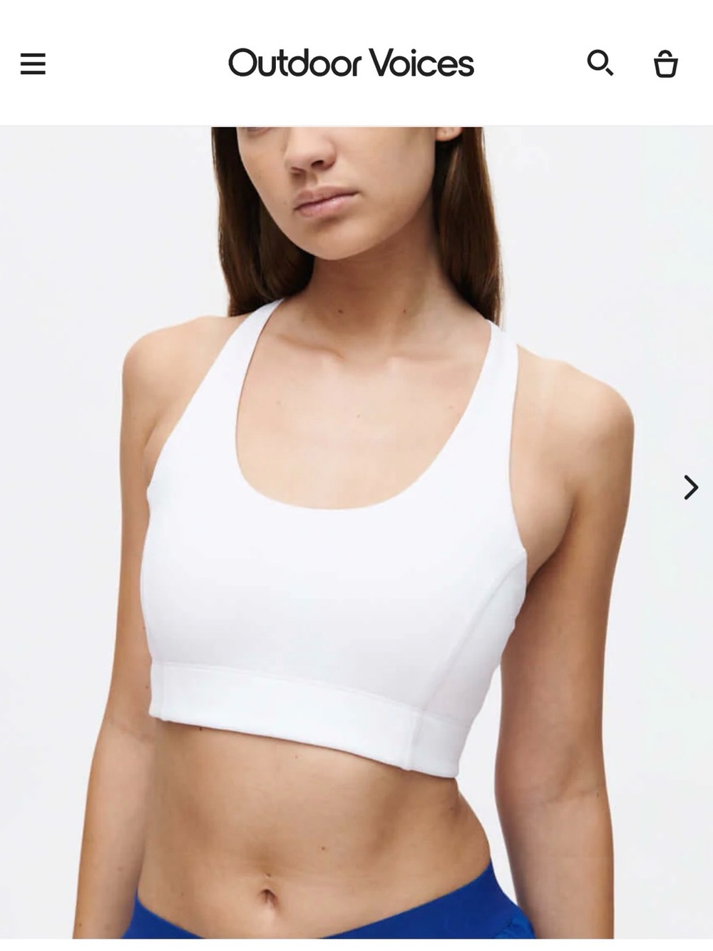 Outdoor Voices White Scoop-Neck Sports Bra
